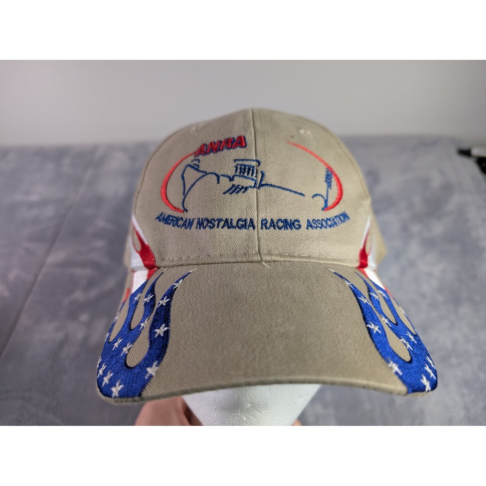 ANRA American Nostalgia Racing Association Hat Otto Tan Flame Flag Star Cap